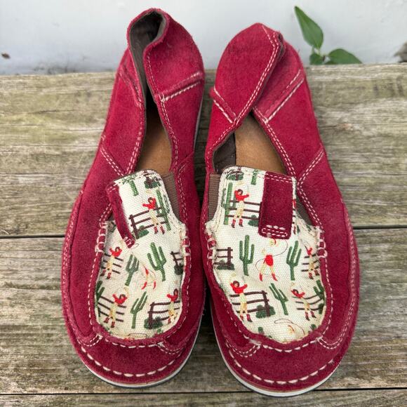 Ariat Cruisers Red Cactus Cowgirl Old West Slip On Shoes Mocs 10024768 7.5B - Picture 1 of 6